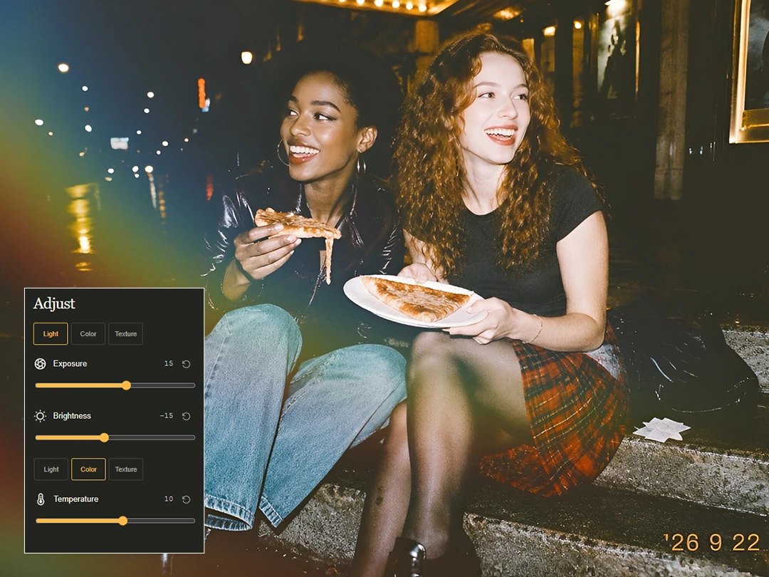 Show how OldRoll combines light color and texture for a 90s look