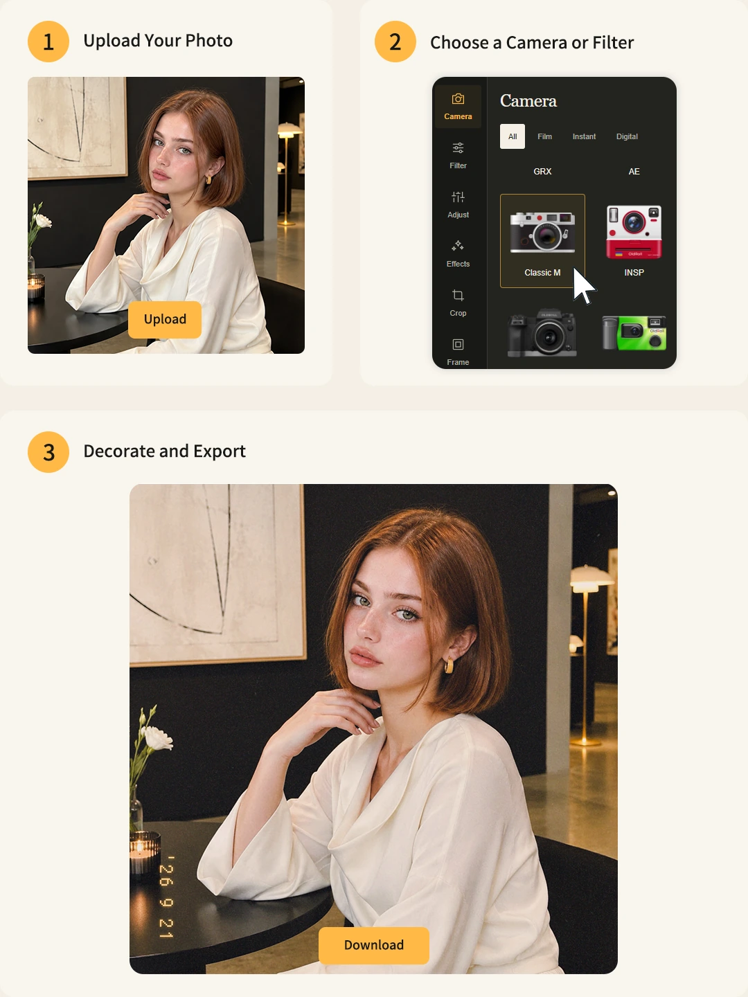 Follow the complete OldRoll digicam editing workflow
